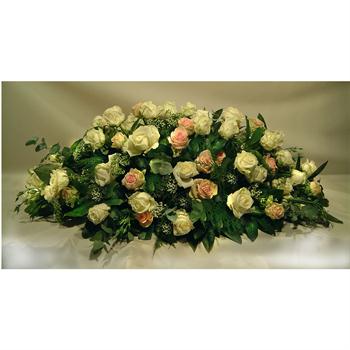 AFSCHEID ROZE EN WITTE ROZEN STUK